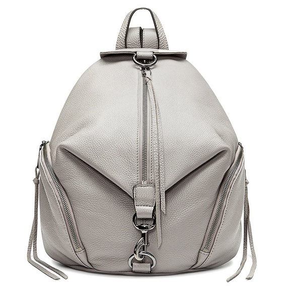Rebecca Minkoff Julian Gray Pebbled Leather Backpack Gunmetal Hardware Bag